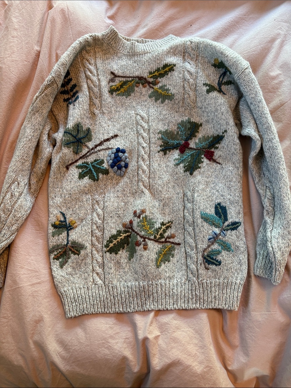 Embroidered Botanical Knit Sweater